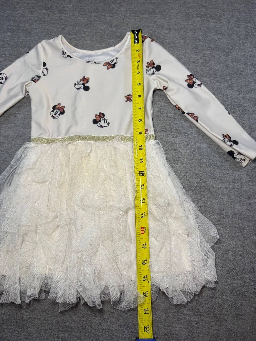 Disney Junior Minnie Mouse Tutu Dress Girls Size 3T White Long Sleeve